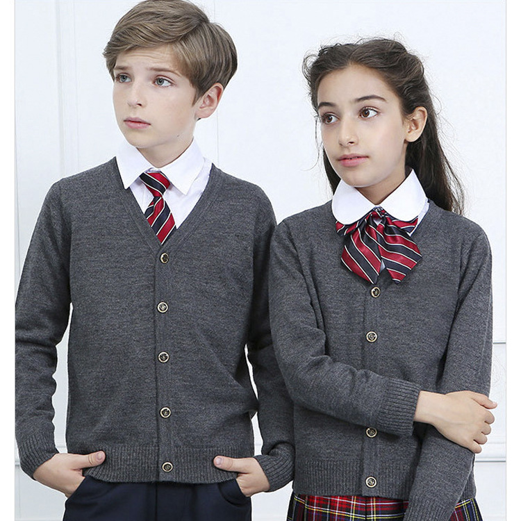 Spring and Autumn New Product British College Style School Uniform Sweater Boys' V-Neck Knitted Cardigan Student School Uniform Sweater Jacket