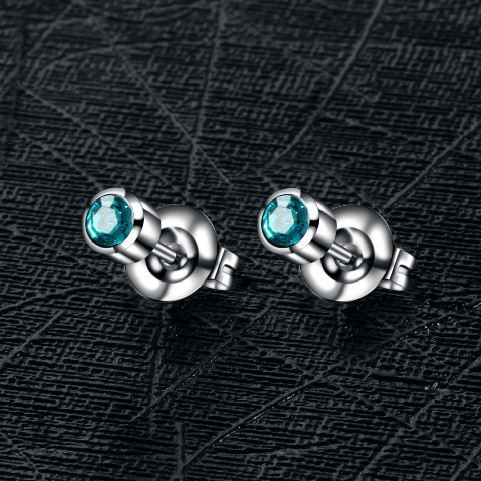 Cross-Border best-selling multi-color zircon earrings earrings 316 stainless steel ear nail gun WISH Amazon EBA factory direct supply