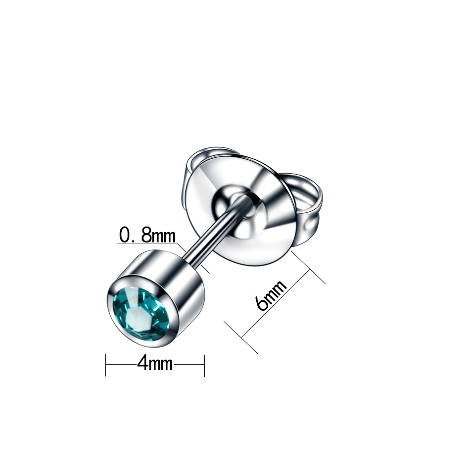 Cross-Border best-selling multi-color zircon earrings earrings 316 stainless steel ear nail gun WISH Amazon EBA factory direct supply