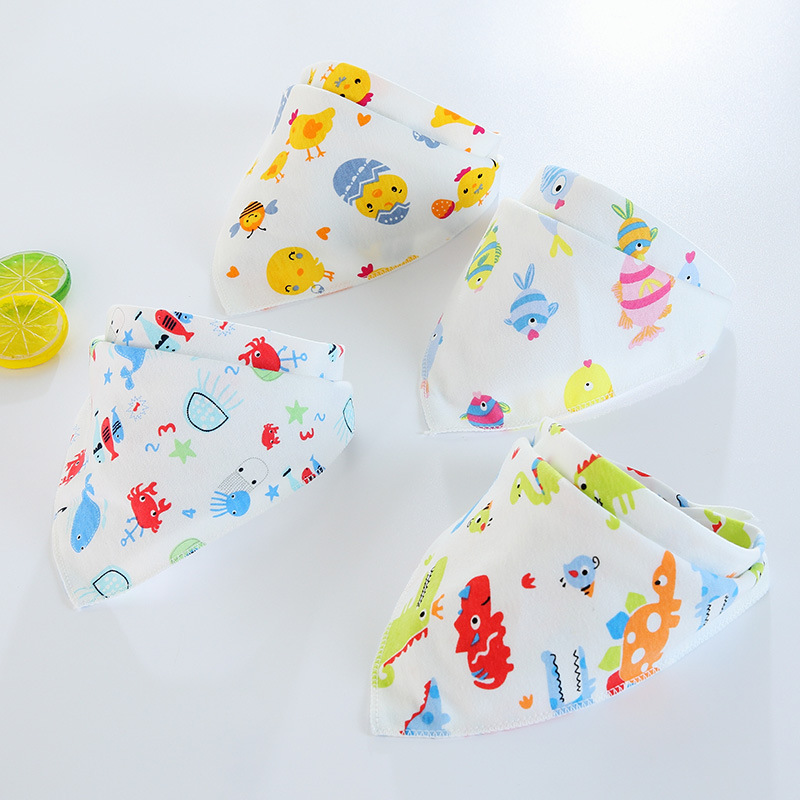 Foreign Trade Sunshine Chrysanthemum Baby Products Double-Sided Triangle Towel Baby Saliva Towel Four-Line Overlock Baby Bib Manufacturer