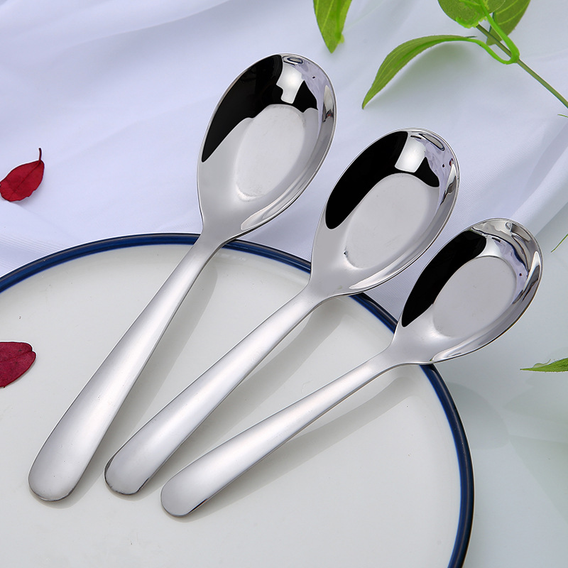 Ложка с плоским дном из нержавеющей стали, утолщенная, для супа, домашняя, кухонная, отельная, креативная маленькая ложка
