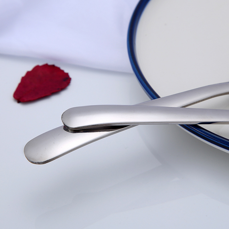 Stainless Steel Flat Bottom Spoon Thickened Spoon Palace Soup Spoon Household Kitchen Hotel Restaurant Soup Rice Spoon Creative Small Spoon