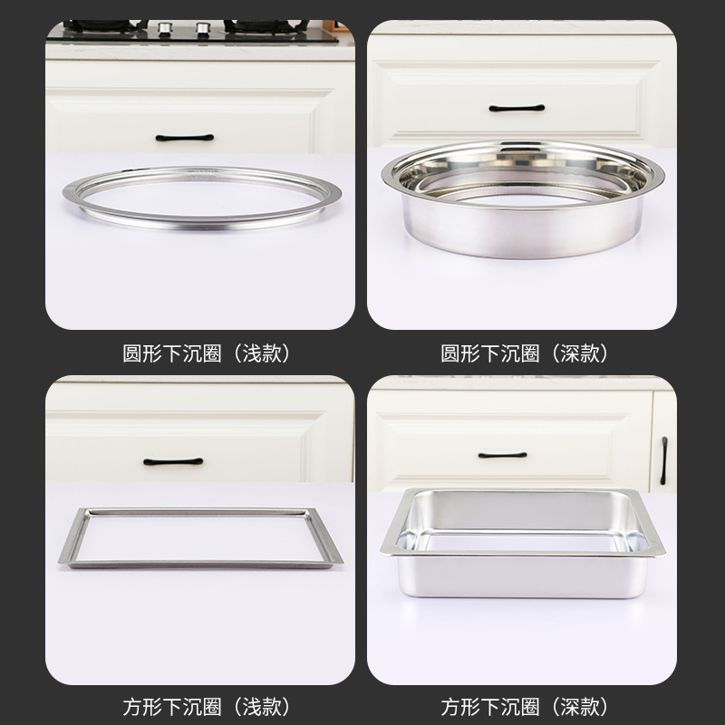 Induction Cooker Hot Pot Stainless Steel Sinkhole Steel Ring Table Embedded Commercial Household Round Square Plane Hole Cover