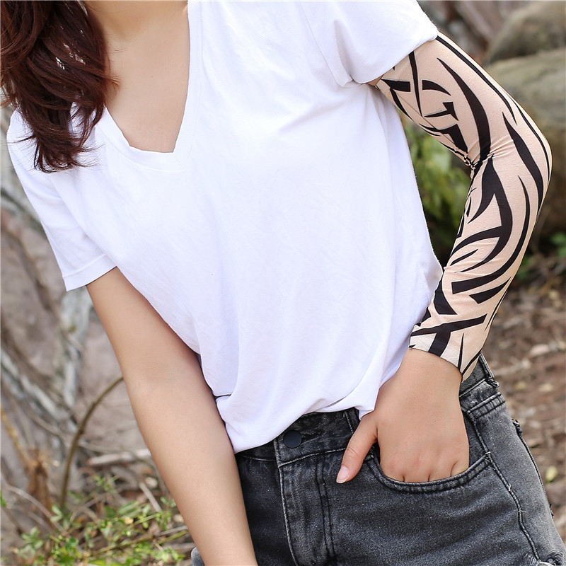 Summer Tattoo Sunscreen Sleeves Outdoor Cycling Sports Breathable Tattoo Arm Fashion Realistic Seamless Cover Sleeves