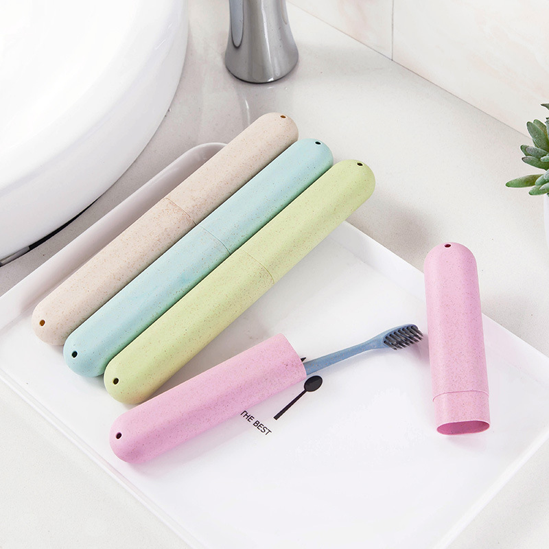 Home Wheat Straw Travel Toothbrush Box Portable Toothbrush Holder Storage Box Wheat Straw Toothbrush Storage Box