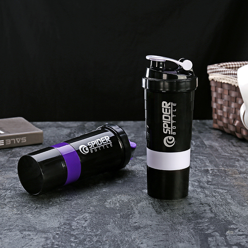 500ML Three-layer Creative Protein Powder Shake Cup Portable Fitness Milkshake Cup Spring Spider Cup