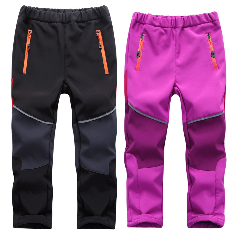 New children's combat pants boys and girls outdoor soft shell pants waterproof breathable wear-resistant warm hiking pants autumn and winter