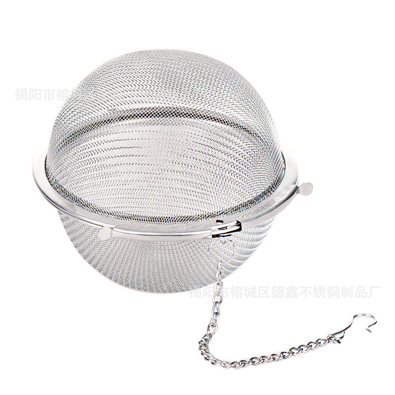 European and American 304 stainless steel tea ball fine mesh tea maker tea drain thickened chain net tea ball size wholesale