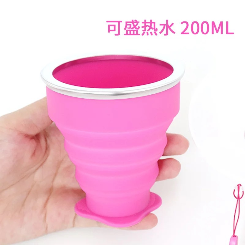 Travel portable 200ml travel silicone folding Cup with lid dustproof outdoor mouthwash portable cup