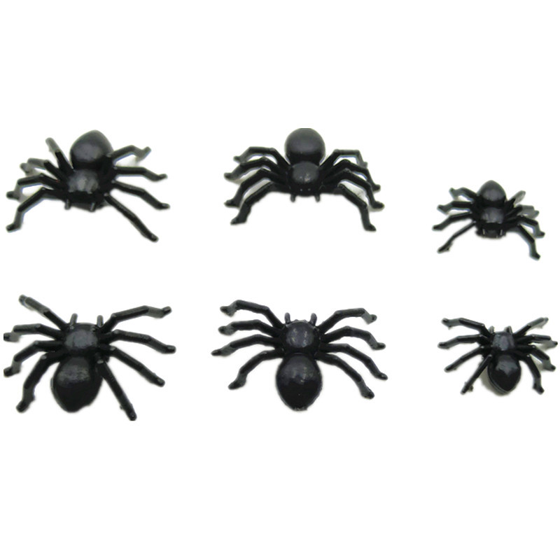 Fake little spider black luminous Halloween plastic toy accessories mini cotton little spider 3 specifications