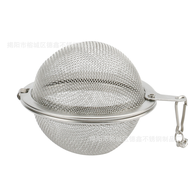 European and American 304 stainless steel tea ball fine mesh tea maker tea drain thickened chain net tea ball size wholesale