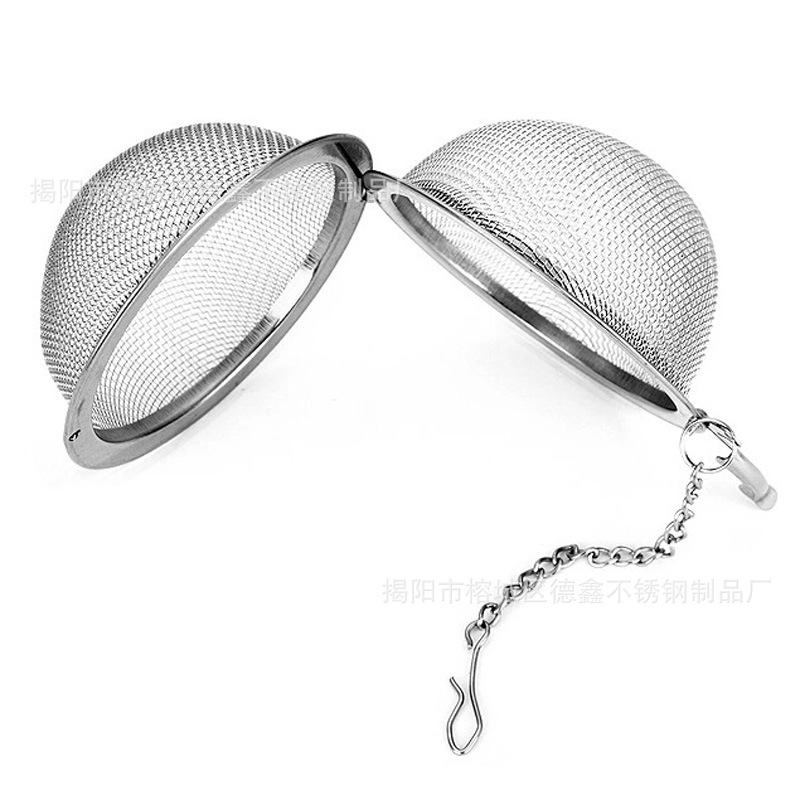 European and American 304 stainless steel tea ball fine mesh tea maker tea drain thickened chain net tea ball size wholesale