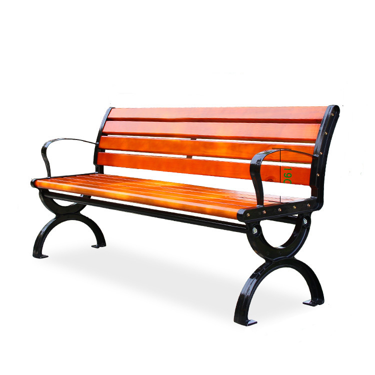 Outdoor Solid Wood Park Chair Plastic Wood Public Seat Courtyard Square Leisure Chair Garden Anticorrosive Wood Park Chair Bench