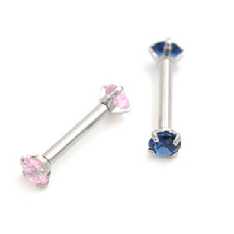 Korean style/Korean style popular eyebrow nail double-headed straight rod 3mm round zircon eyebrow nail jewelry puncture jewelry