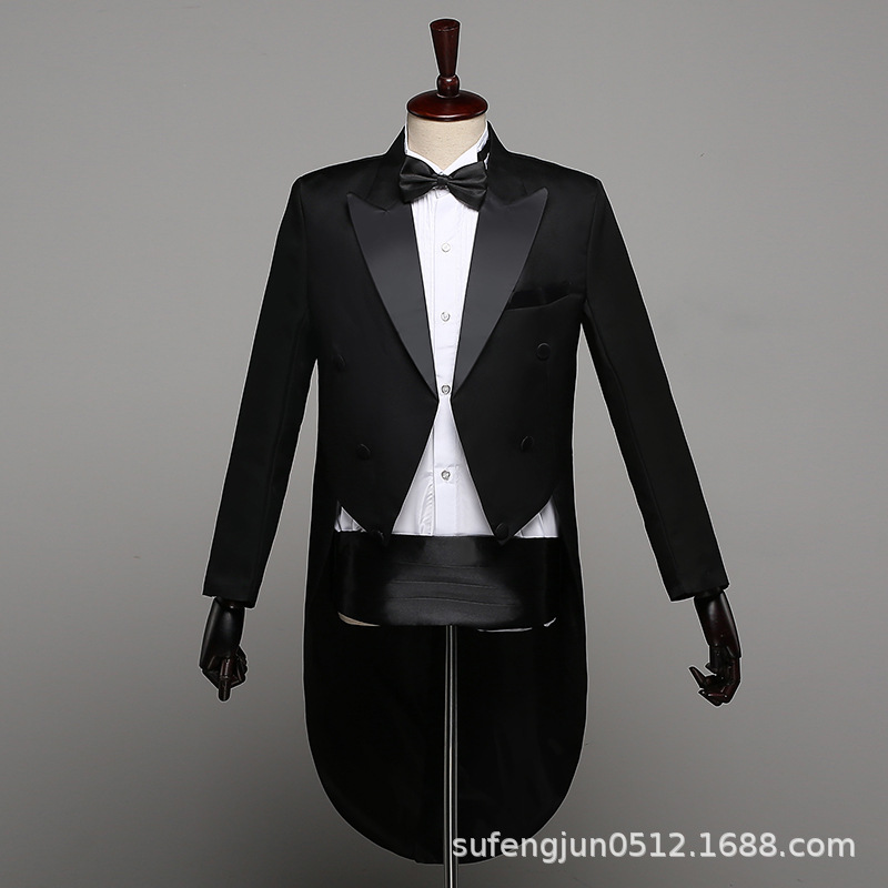 Men's dress black tuxedo Christmas magic performance costume jazz dress dance competition