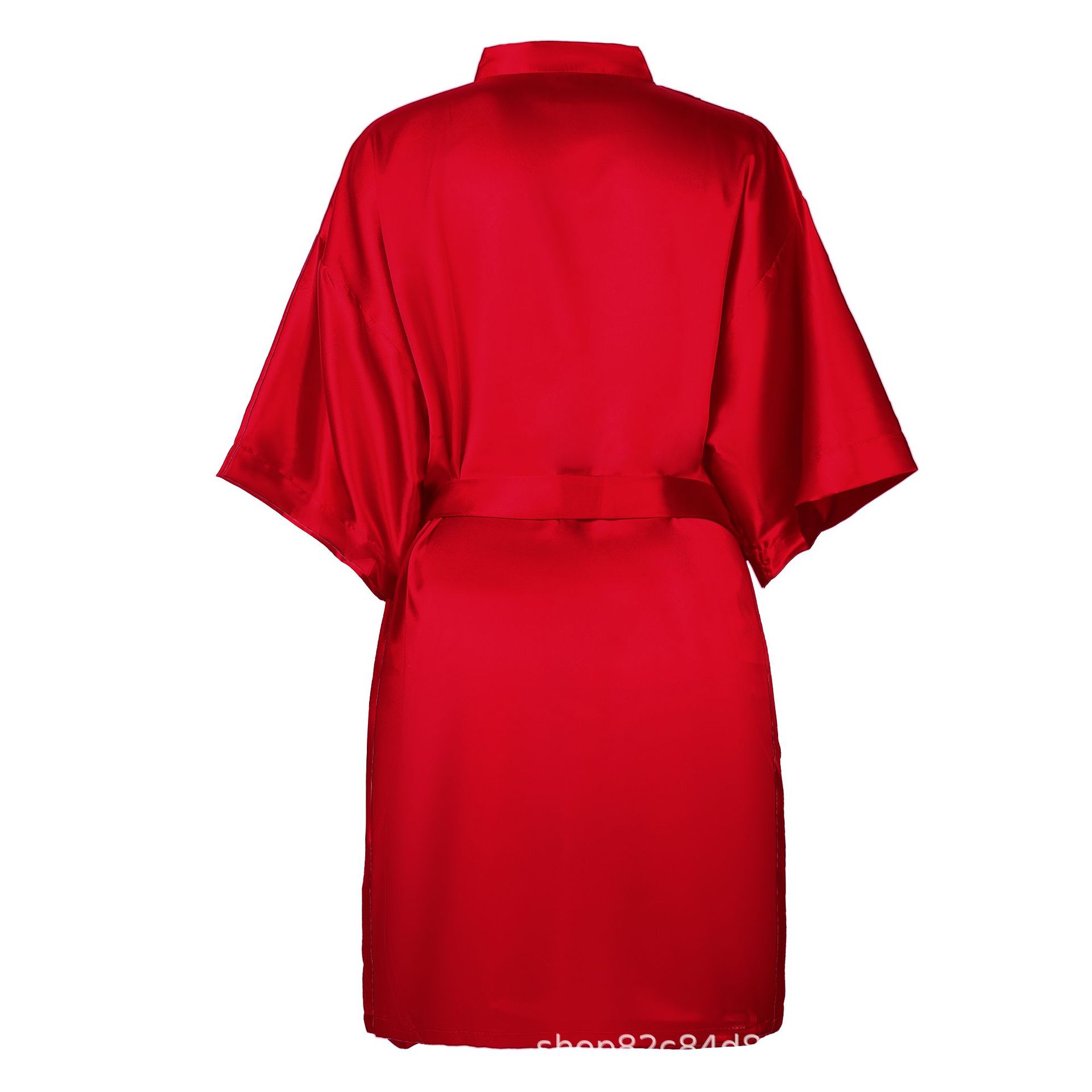 Plain Clothes, Imitation Silk Home Clothes, European and American Style Spring, Summer and Autumn Nightgown, Fresh, Noble and Atmospheric Bathrobe Wholesale