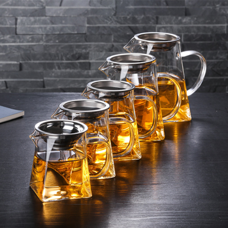 Factory Wholesale Glass Fair Cup square male cup tea with tea drain tea sea kung fu tea ceremony accessories