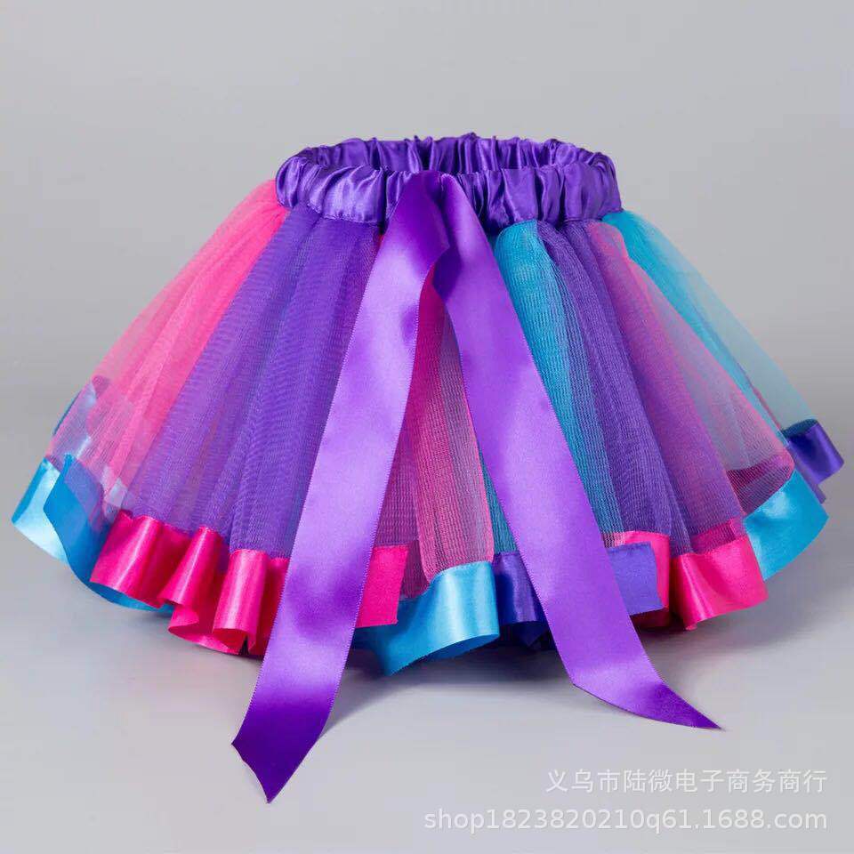 Hot Selling Rainbow Skirt Mesh Tutu Skirt Kidsren's Dance Performance Tutu Skirt Girls Skirt Factory Direct Sale