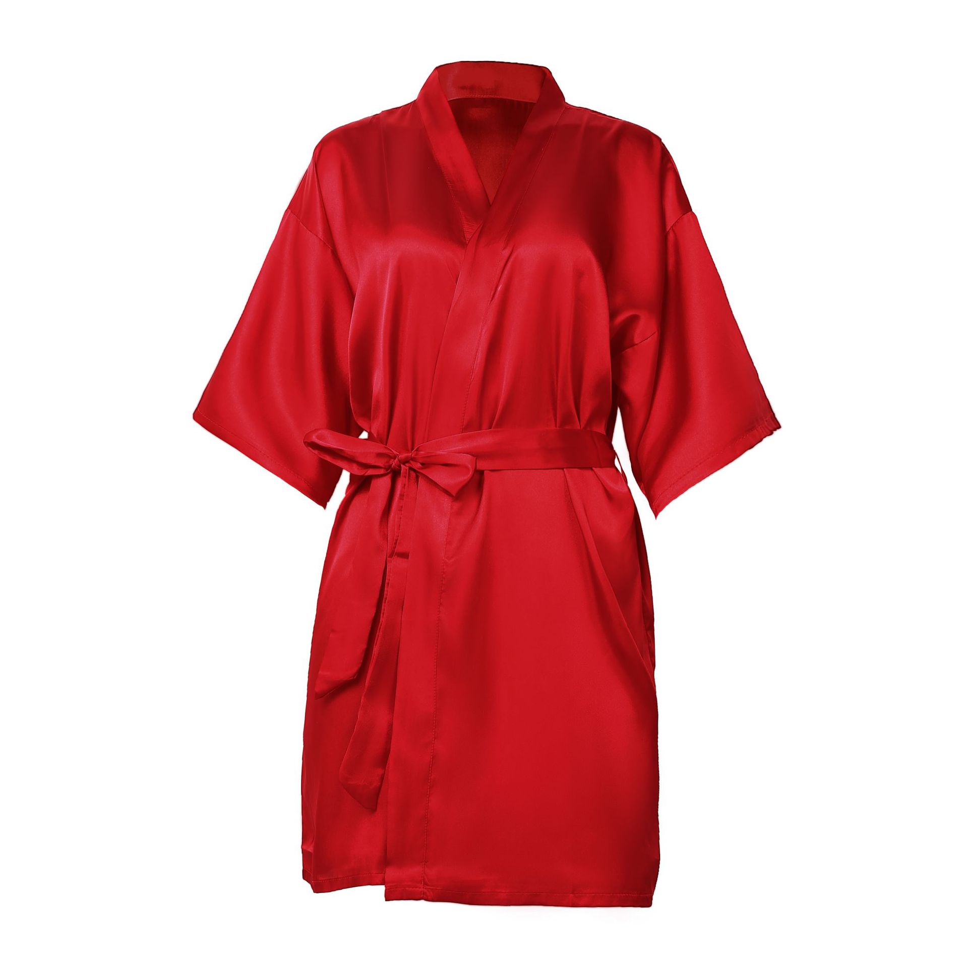 Plain Clothes, Imitation Silk Home Clothes, European and American Style Spring, Summer and Autumn Nightgown, Fresh, Noble and Atmospheric Bathrobe Wholesale