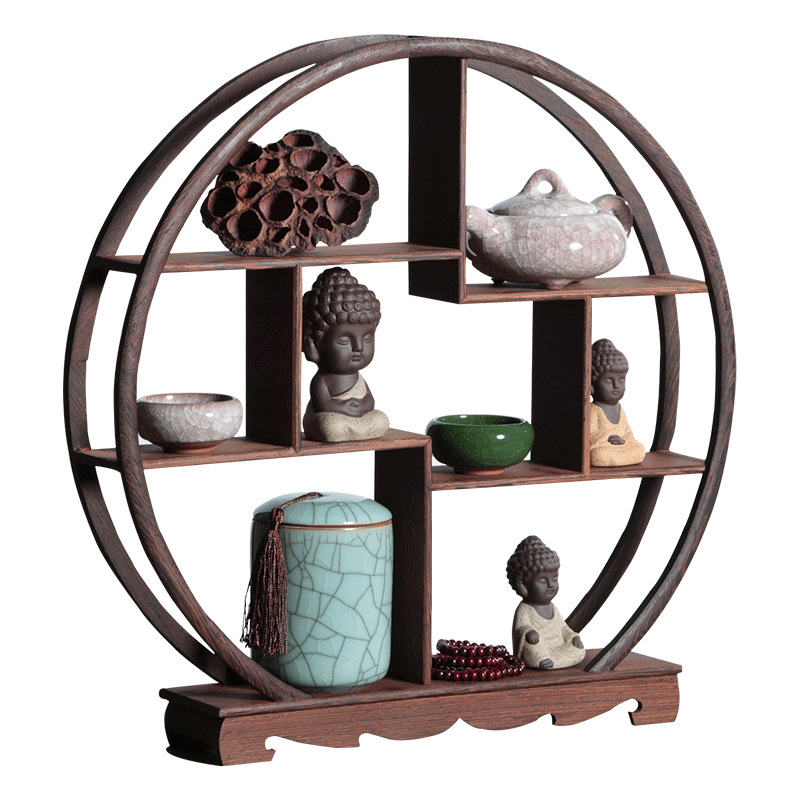 Redwood Duobao Pavilion Chicken Wing Wooden Antique Rack Chinese Antique Rack Solid Wood Duobao Pavilion Small Ornaments Can Be Made into Crafts