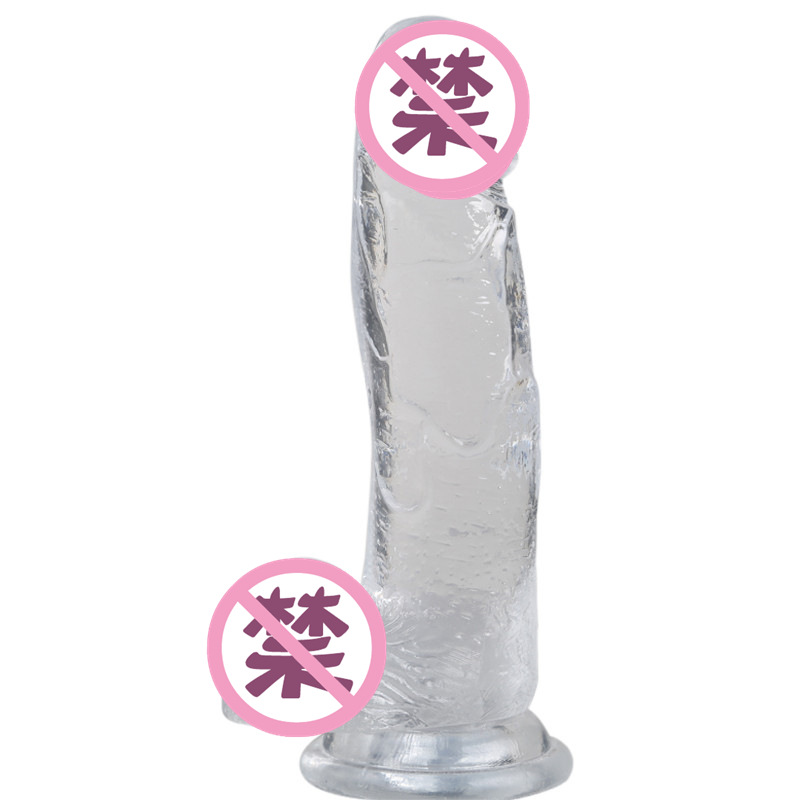 Powerful Suction Cup Transparent Crystal Color Emulation Penis Manual Soft Glue Female Flirting Masturbator
