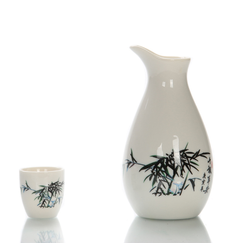 Creative One Pot 8 Cups Ceramic Wine Set Chinese White Wine Cup Flask Retro Wine Divider Gift Box Set Logo Gift