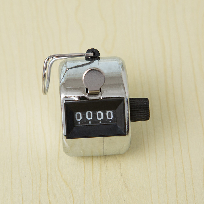 Metal Pure Mechanical Counter Point Counter Student Sports Counting People 4-Digit Handheld Counter