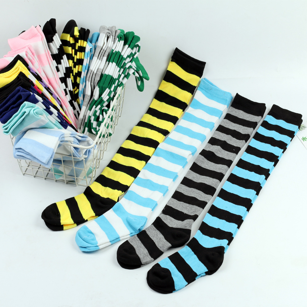 Christmas Socks Stripesd Thigh Socks Women's Stockings Japanese Style Stockings over the Knee Socks Halloween Cosplay Party Socks