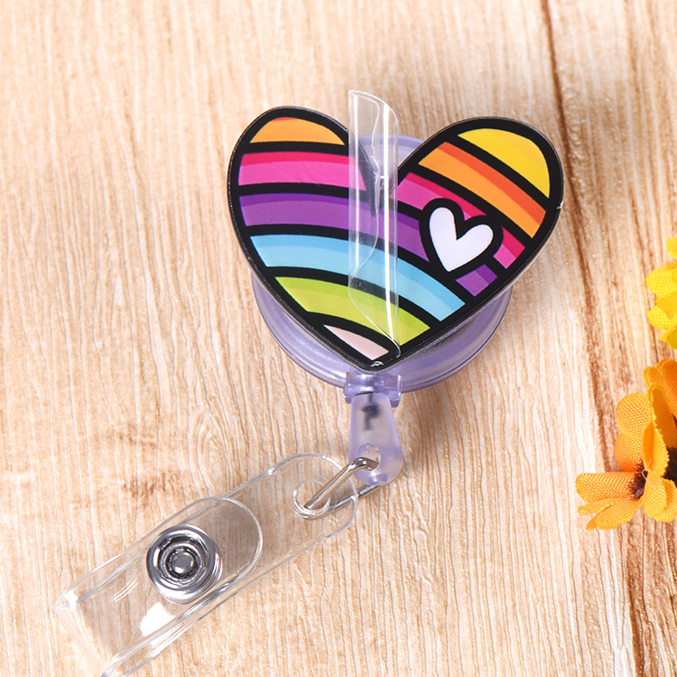 Badge Card Holder Cartoon Easy Pull Buckle Work Permit Easy Pull Buckle Telescopic Buckle Cable Lanyard Card Holder