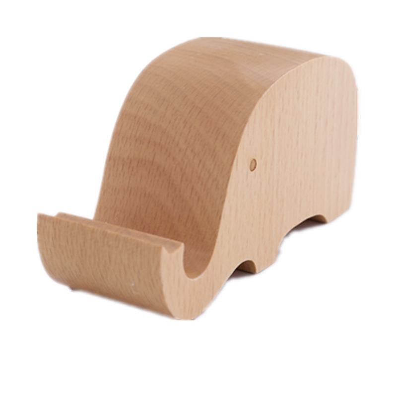 Landscape craft lazy wooden mobile phone holder cartoon animal elephant solid wood mobile phone holder factory wholesale carving