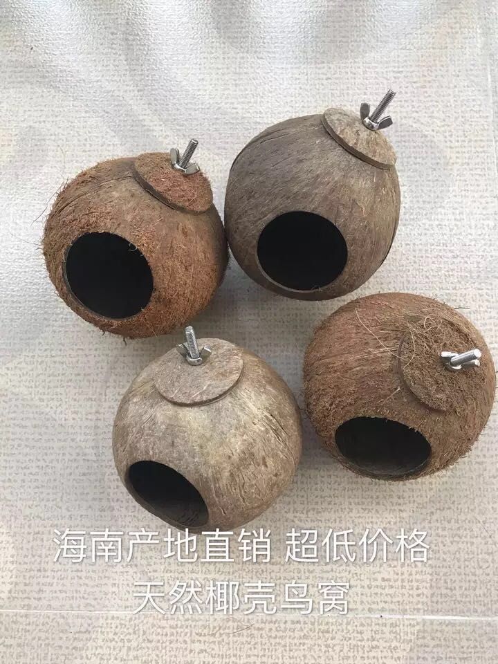 Natural Coconut Shell Small Bird Nest for Lovebirds, Hamsters, Budgies, Parrots Breeding Pet Supplies (No Shipping Included)