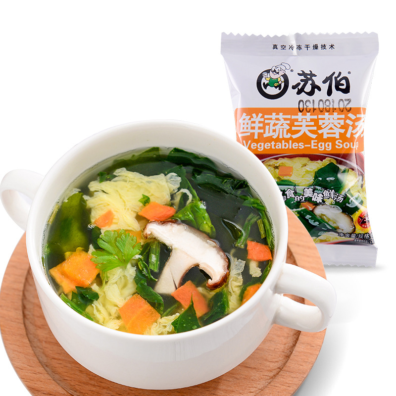 SuBo soup egg flower soup instant soup instant fresh vegetable hibiscus soup spinach seaweed tomato 6G soup package