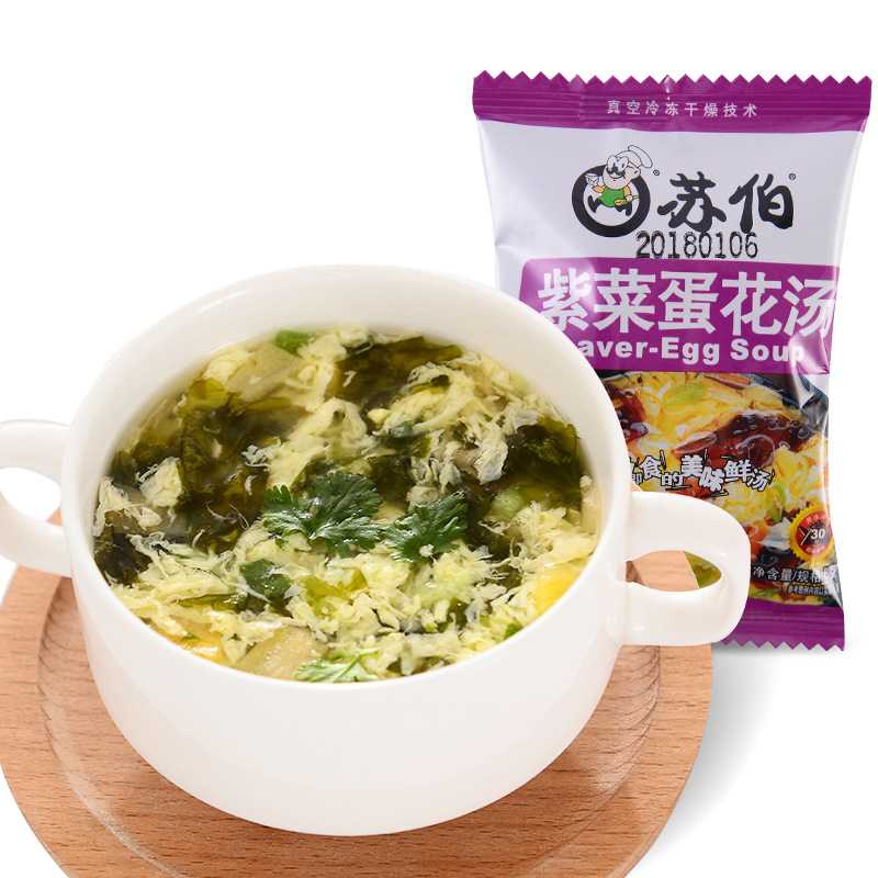 SuBo soup egg flower soup instant soup instant fresh vegetable hibiscus soup spinach seaweed tomato 6G soup package