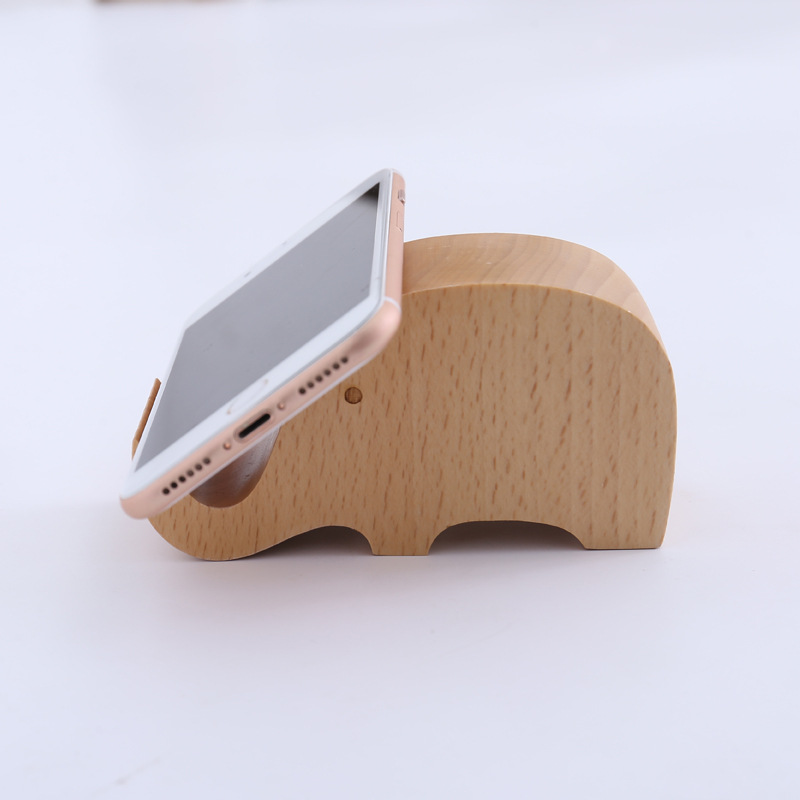 Ландшафтная крафтовая деревянная подставка для мобильного телефона мультяшный слон из массива дерева оптовая резьба