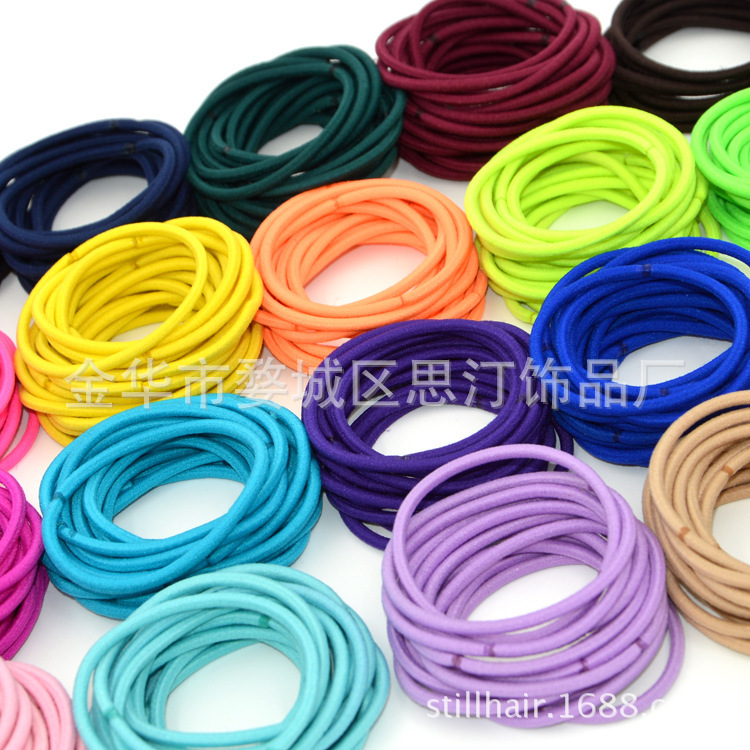 3mm Korean Style Kidsren's Rubber Band High Elasticity Does Not Hurt the Hair Rope Hair Tie Candy Color Hair Headwear Wholesale