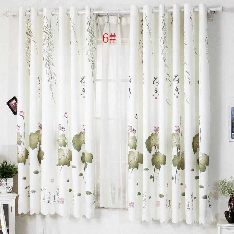 Manufacturer Supplies 2.1m Printed Semi-Blackout Curtains, Fresh New Chinoiserie Short Curtains, Home Printed Fabrics Wholesale