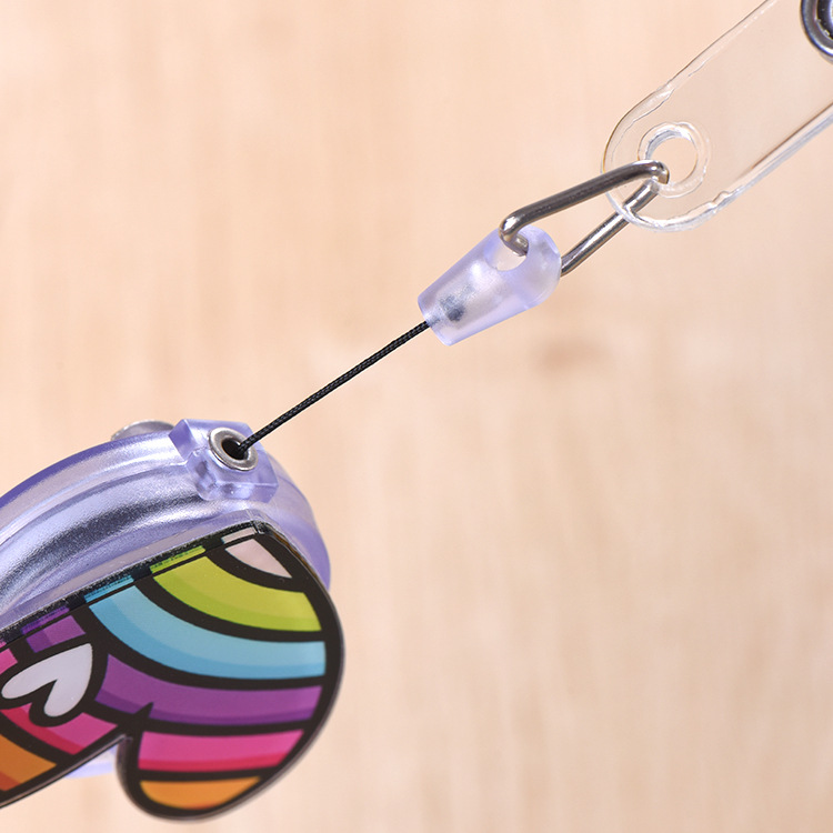 Badge Card Holder Cartoon Easy Pull Buckle Work Permit Easy Pull Buckle Telescopic Buckle Cable Lanyard Card Holder