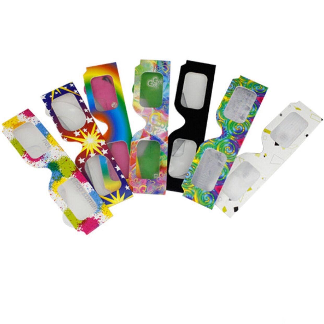 Paper 3D Line Polarized Glasses Red and Blue Fireworks Round Decoding Green Yellow Purple Telescope Light Separation