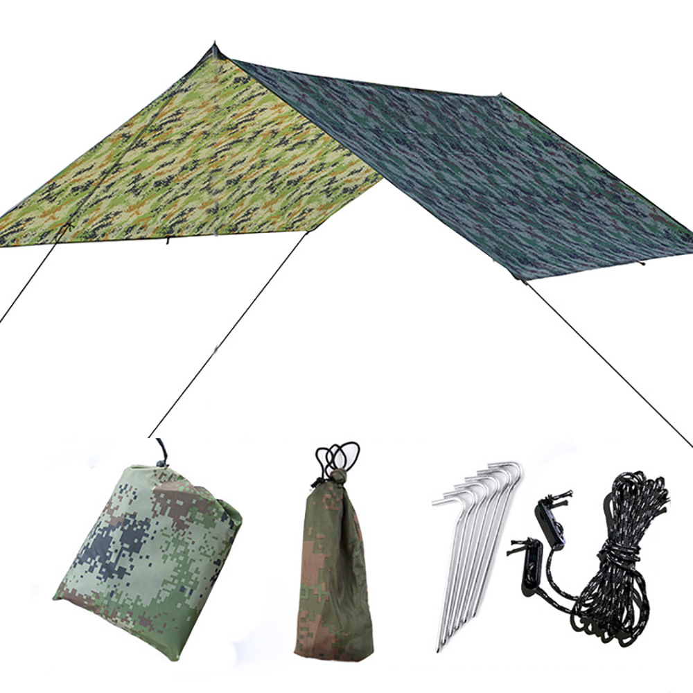 Waterproof Camouflage Outdoor Oversized Canopy Sunshade Beach Camping Tent Waterproof Ground Cloth Moisture-Proof Mat Triangle Canopy