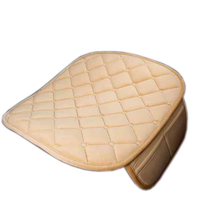 Car Seat Cushion Supplies Winter Plush High-End Warm Thickeneded Embroidered Soft Non-Slip Seat Cushion Three-Piece Set