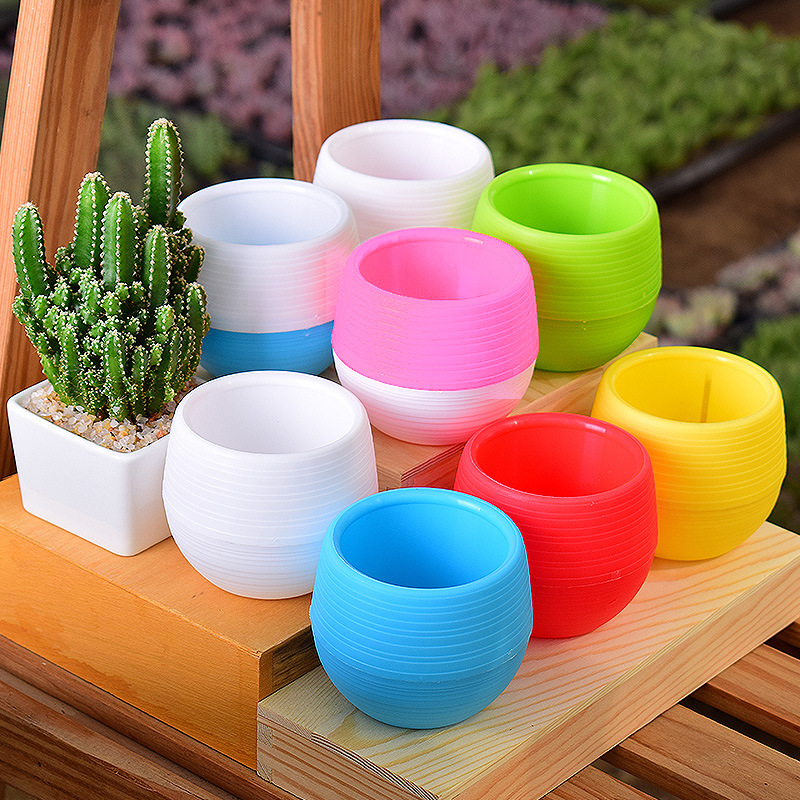 Succulent Plant Small Flower Pot Mini Stone Pill Flower Pot Rainbow Pot Thickeneded Resin Plastic Lazy Pot Wholesale Manufacturer