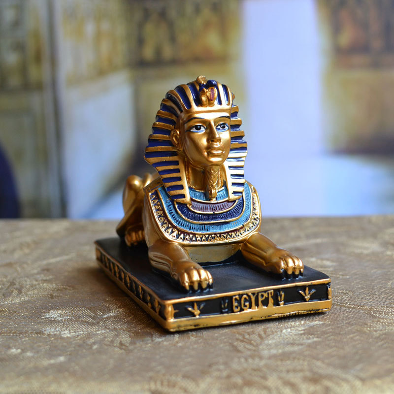 Architectural Model Sphynx Lion Figure Egyptian Pyramid Desktop Restaurant Ornament Bar Decoration Props