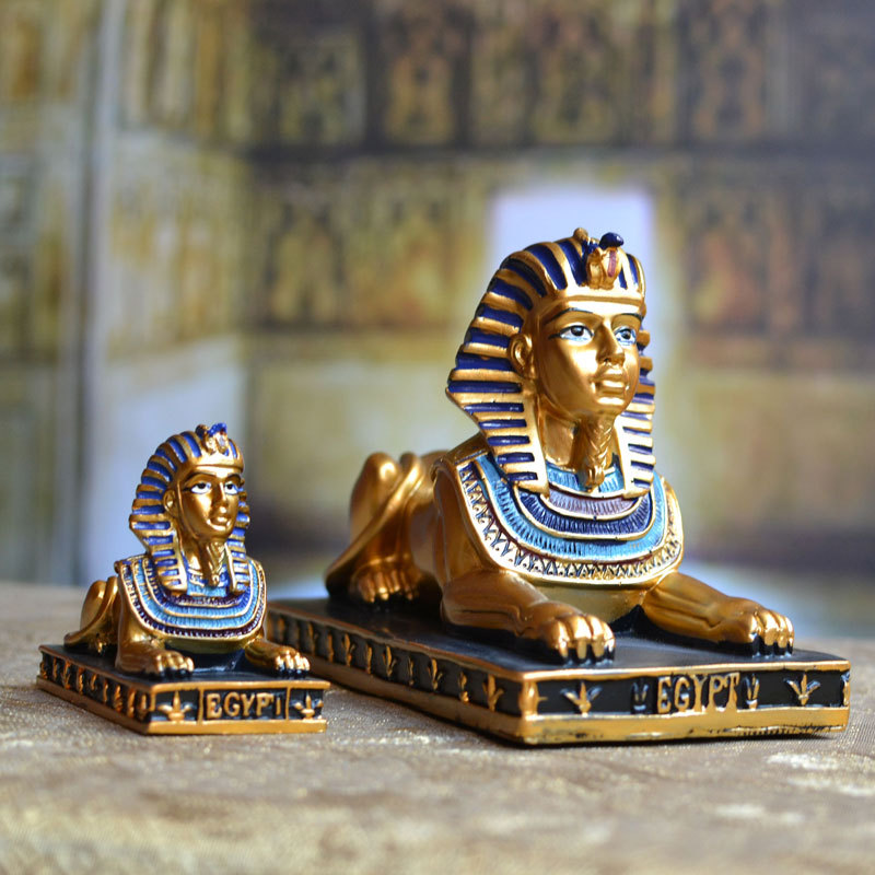 Architectural Model Sphynx Lion Figure Egyptian Pyramid Desktop Restaurant Ornament Bar Decoration Props