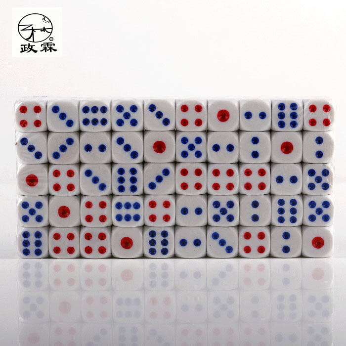 Wholesale Ordinary White Background Red and Blue Dot Sieve Plastic Dice Mahjong Chess and Card Nightclub Ktv Drinking Game Dice