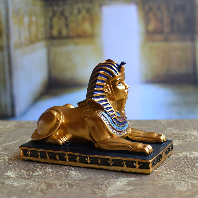 Architectural Model Sphynx Lion Figure Egyptian Pyramid Desktop Restaurant Ornament Bar Decoration Props