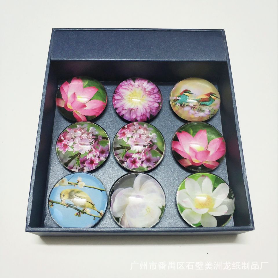 Customized Magnetic Glass Refrigerator Magnet DIY Animation Cultural and Creative Gifts Acrylic Crystal Glue Custom Gift Box Packaging