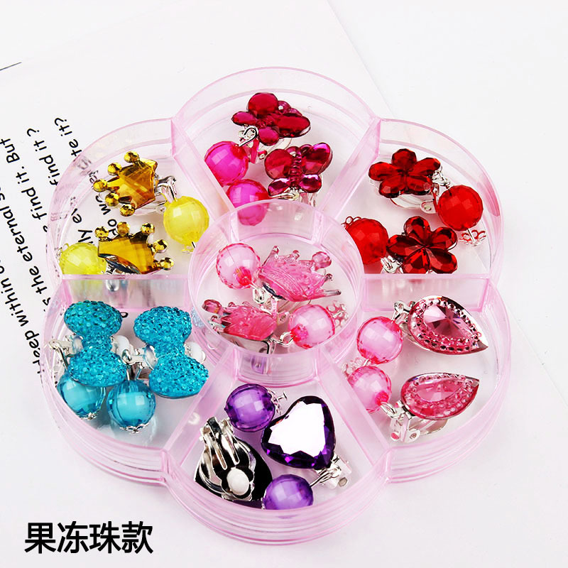 Cross-Border Ear Clips for Kidsren 7 Pairs Without Pierced Earrings Girls Tassel Crystal Cute Style Long Pearl Earrings