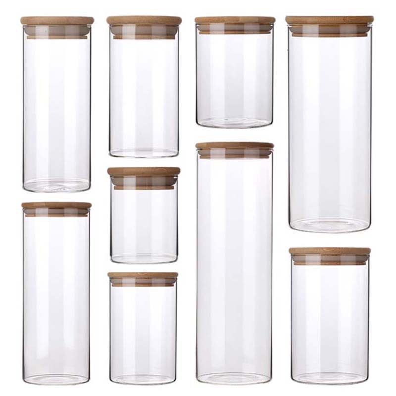 Wholesale Glass Sealed Jar Straight Tea Jar Dried Fruit Snack Storage Glass Bottle Candy Storage Jar Kitchen