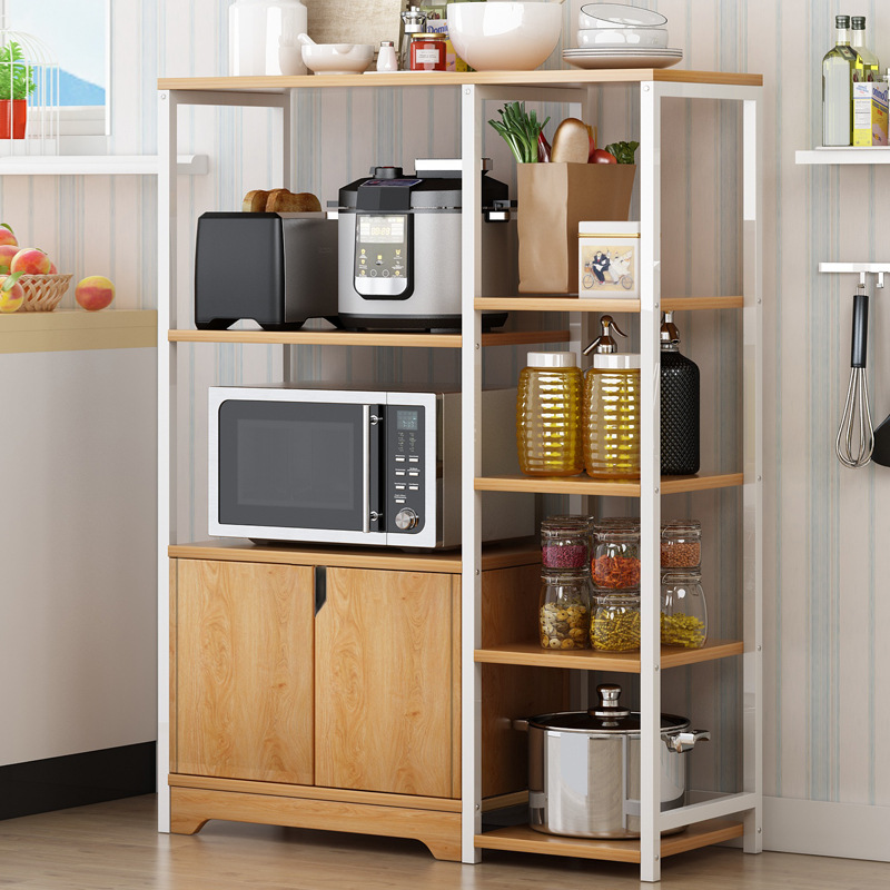 Kitchen Rack Floor-Standing Multi-Layer Storage Rack Multi-Functional Condiment Storage Rack Microwave Oven Rack