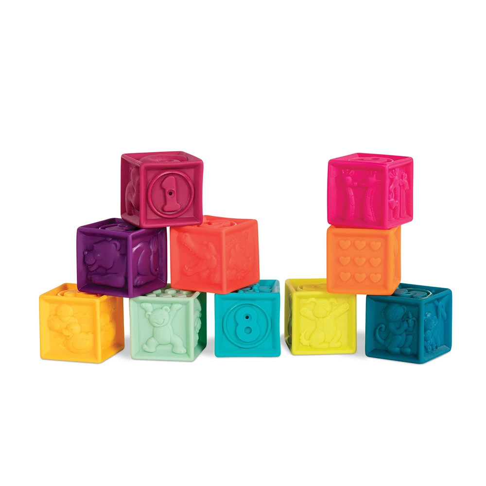 B.toys Bile Digital Building Blocks Infants and Babies Can Bite Soft Rubber Building Blocks Children's Stacking and Pinch toys